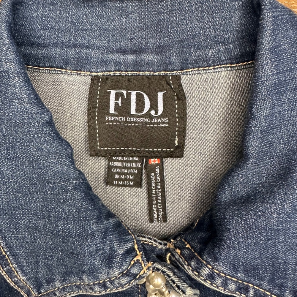 FDJ French Dressing Jeans Women's Denim Jacket‎ Pearl Embellished Blue Medium - Picture 5 of 8